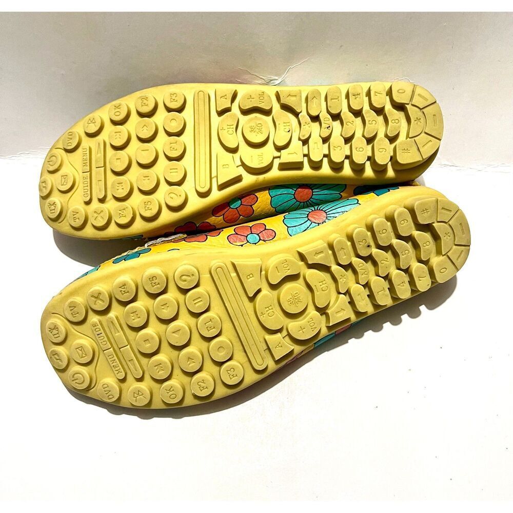 Ablanczoom loafers leather floral yellow moccasin comfy women's 7 - Picture 8 of 8